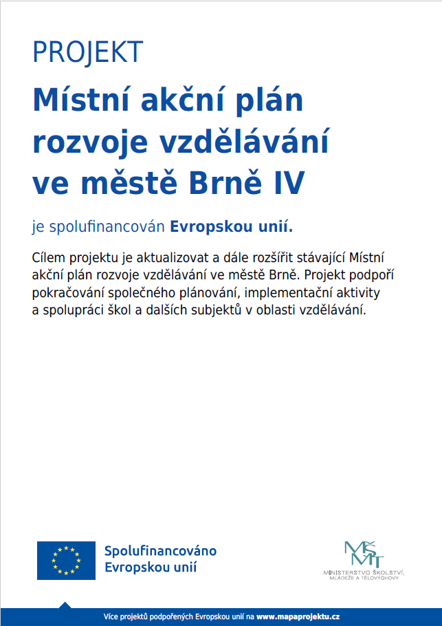 Místní akční plán rozvoje vzdělávání ve městě Brně IV - plakát